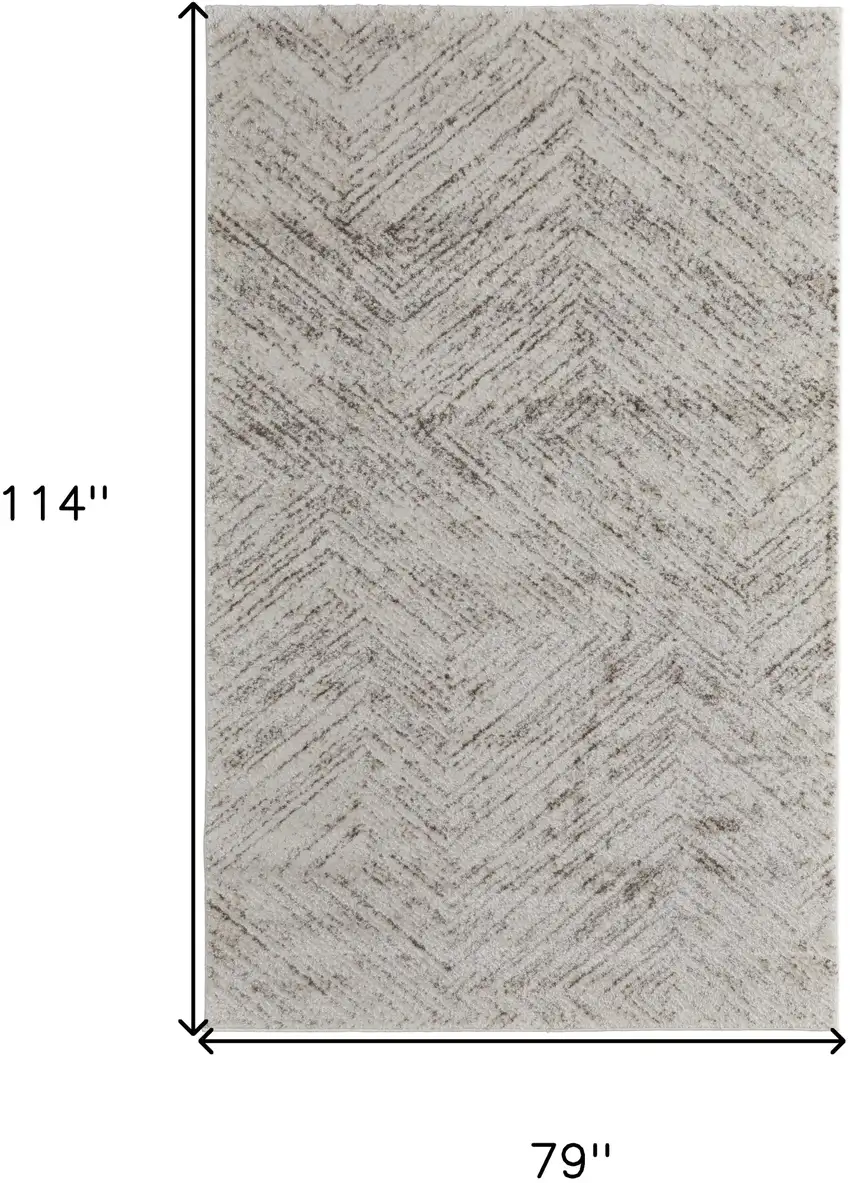 Ivory and Brown Geometric Power Loom Area Rug Photo 3