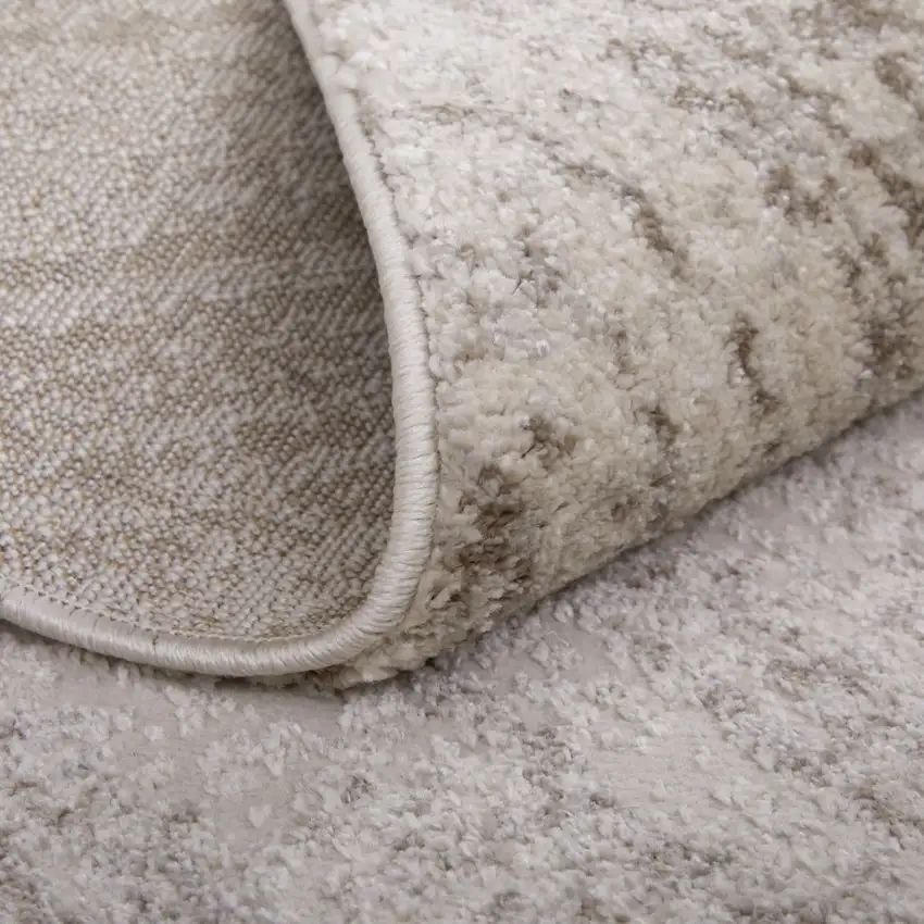 Ivory and Brown Geometric Power Loom Area Rug Photo 9