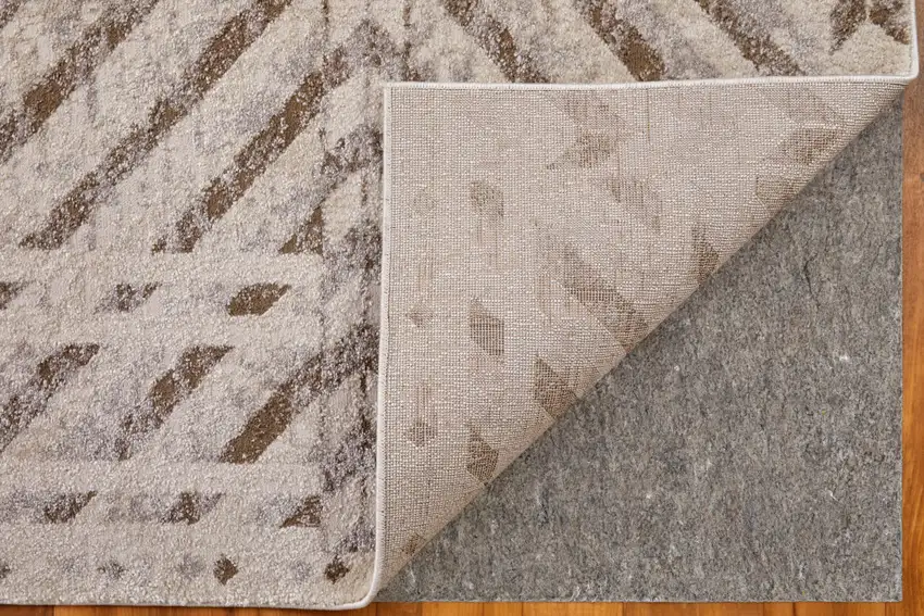 Ivory and Brown Geometric Power Loom Area Rug Photo 7