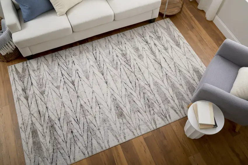 Ivory and Brown Geometric Power Loom Area Rug Photo 8