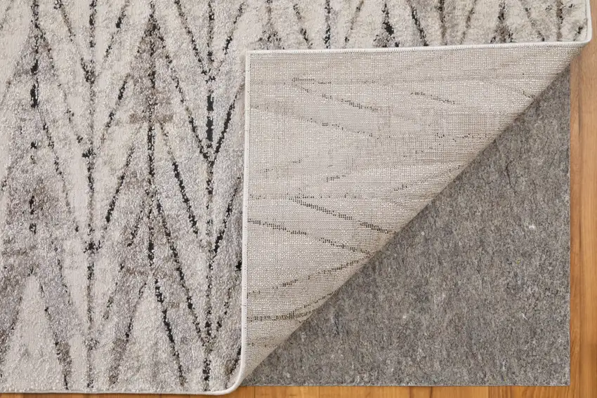 Ivory and Brown Geometric Power Loom Area Rug Photo 7