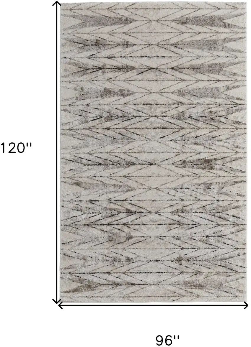 Ivory and Brown Geometric Power Loom Area Rug Photo 3