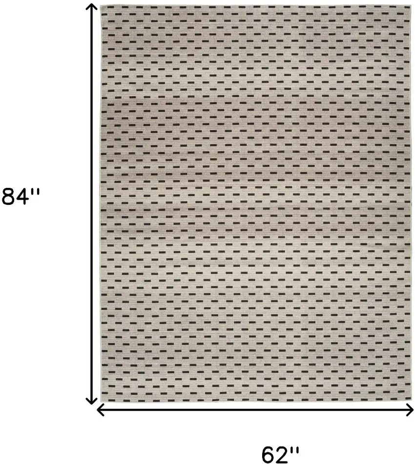 Ivory and Brown Geometric Power Loom Washable Non Skid Area Rug Photo 8