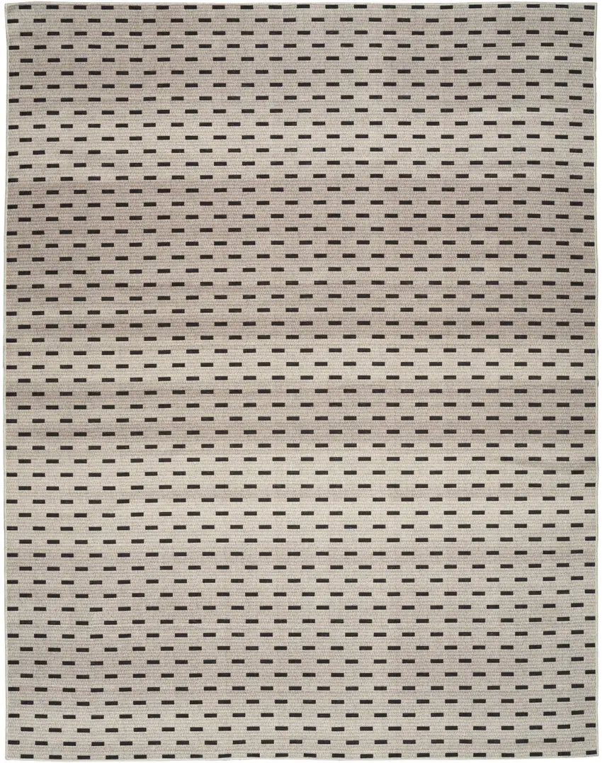 Ivory and Brown Geometric Power Loom Washable Non Skid Area Rug Photo 1