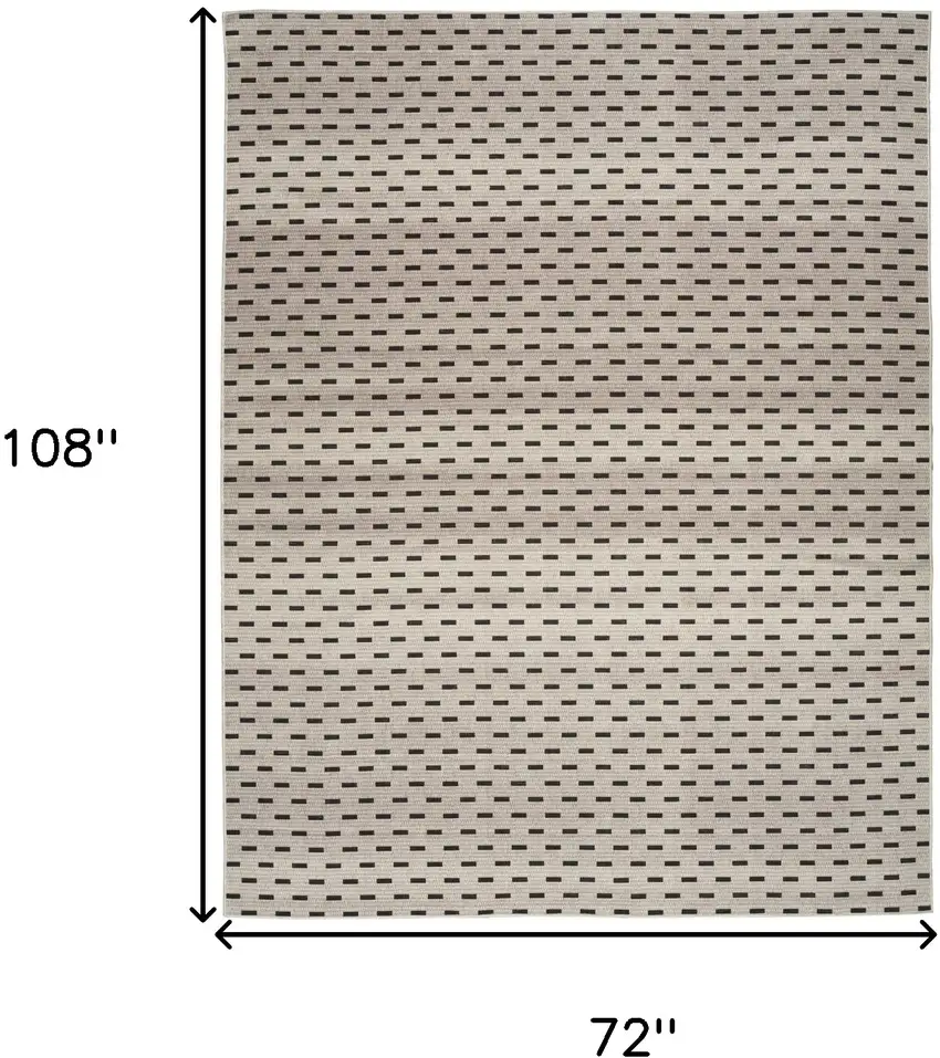 Ivory and Brown Geometric Power Loom Washable Non Skid Area Rug Photo 8