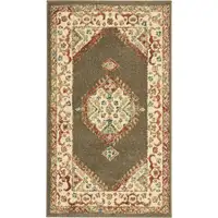 Photo of Ivory and Brown Oriental Power Loom Area Rug