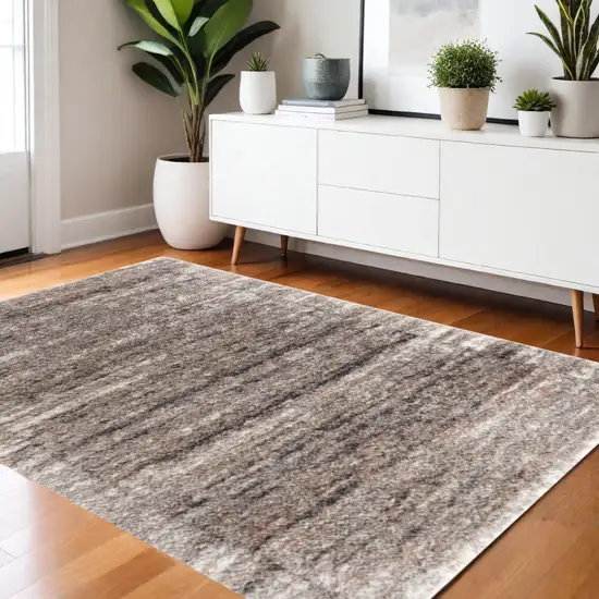 Ivory And Brown Retro Mod Area Rug Photo 1