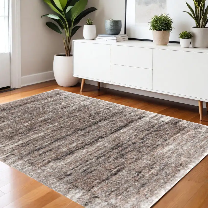 Ivory And Brown Retro Mod Area Rug Photo 1