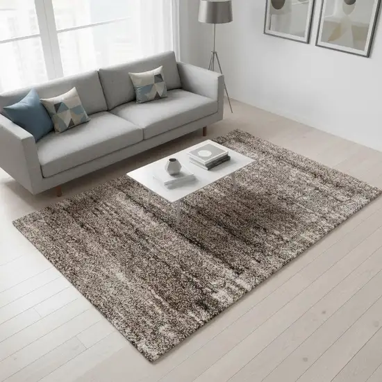 Ivory And Brown Retro Mod Area Rug Photo 1