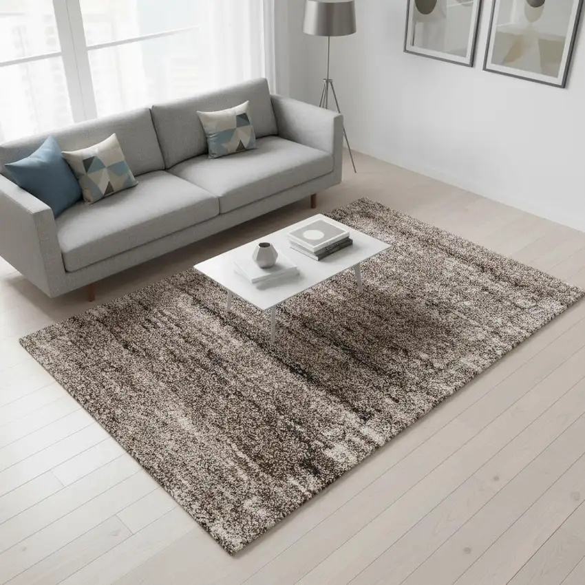 Ivory And Brown Retro Mod Area Rug Photo 1