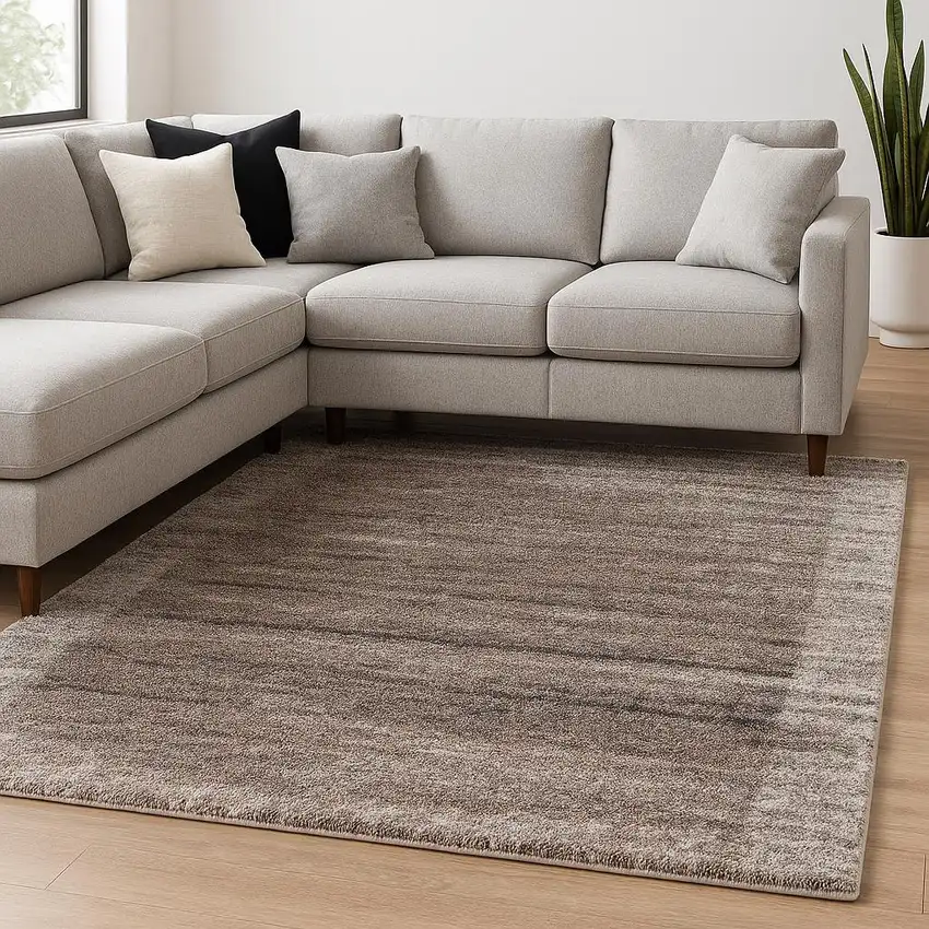 Ivory And Brown Retro Mod Area Rug Photo 1