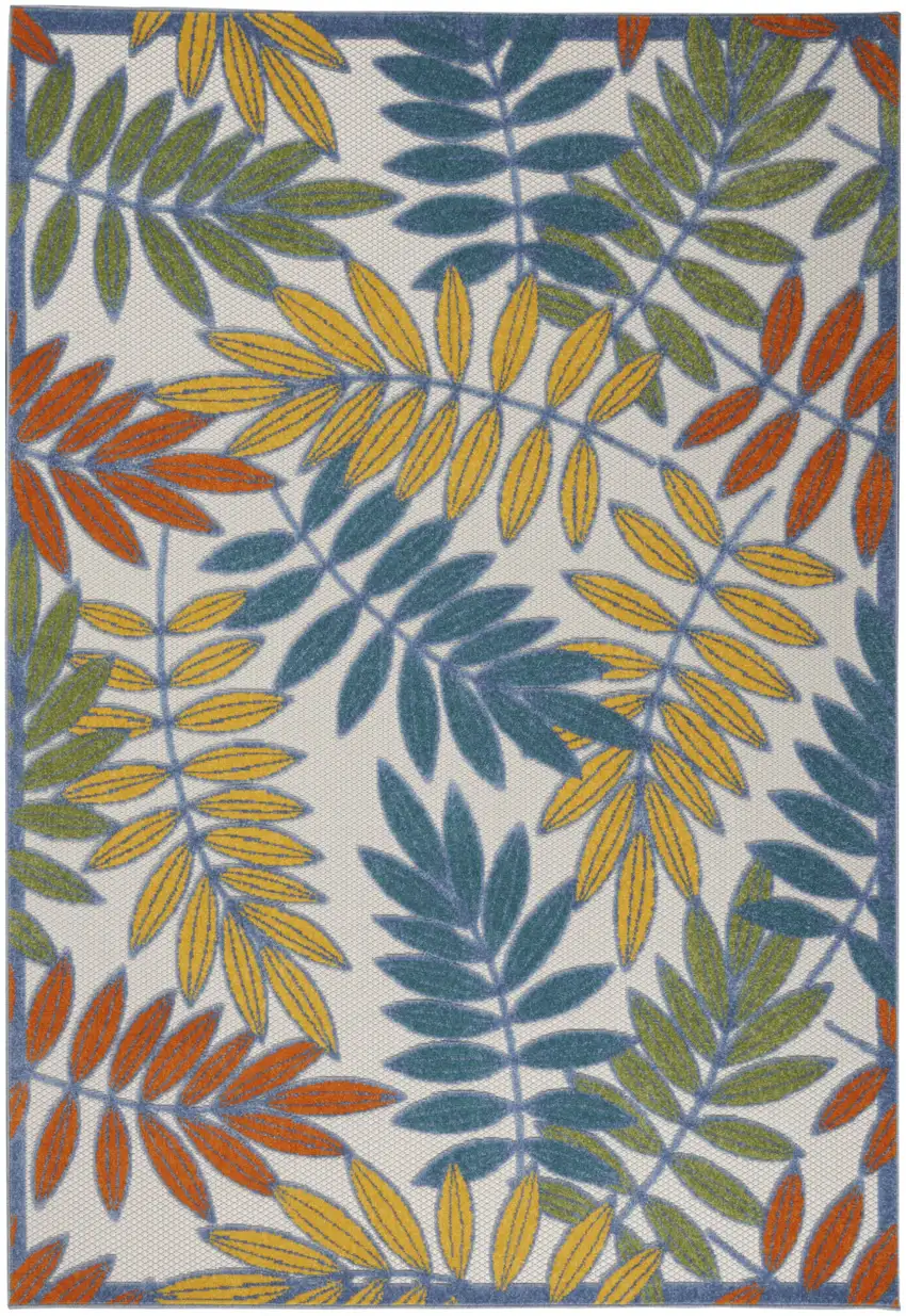 Green And Ivory Floral Indoor Outdoor Area Rug Photo 7