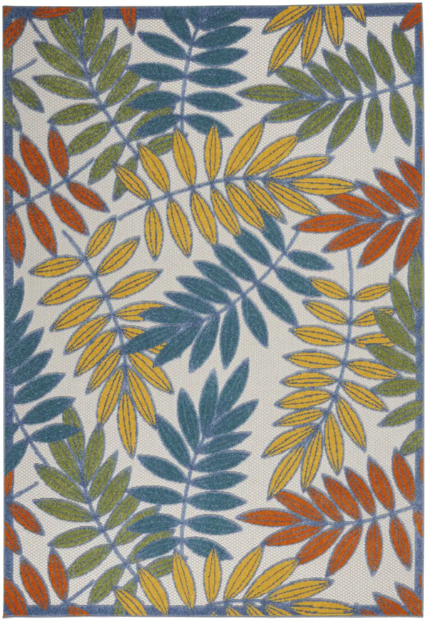 Green And Ivory Floral Indoor Outdoor Area Rug Photo 1