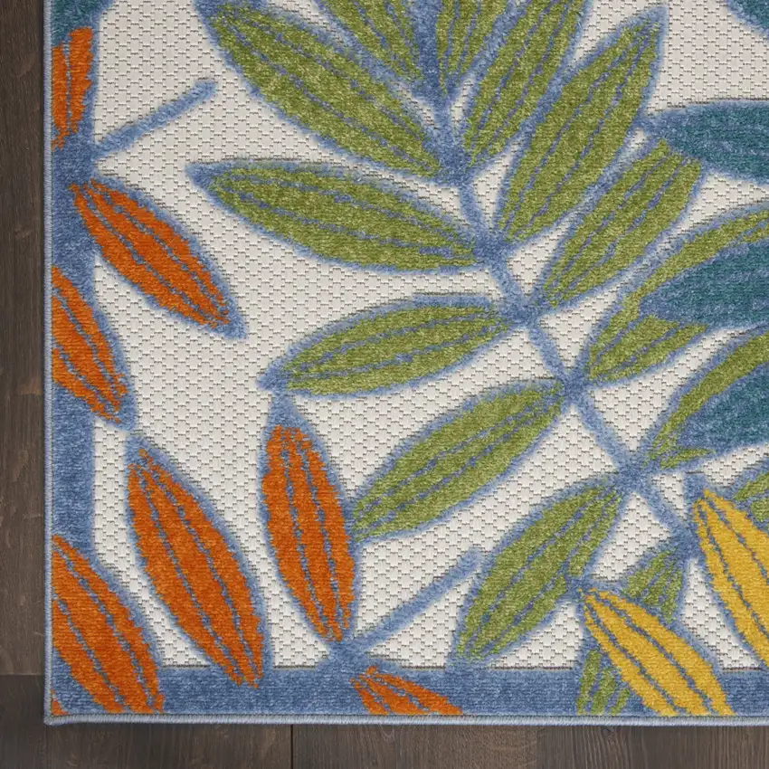 Green And Ivory Floral Indoor Outdoor Area Rug Photo 2