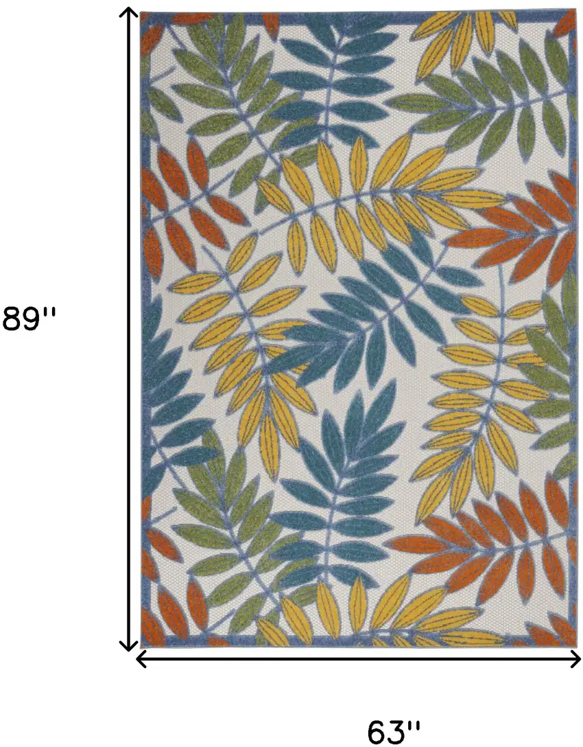 Green And Ivory Floral Indoor Outdoor Area Rug Photo 9