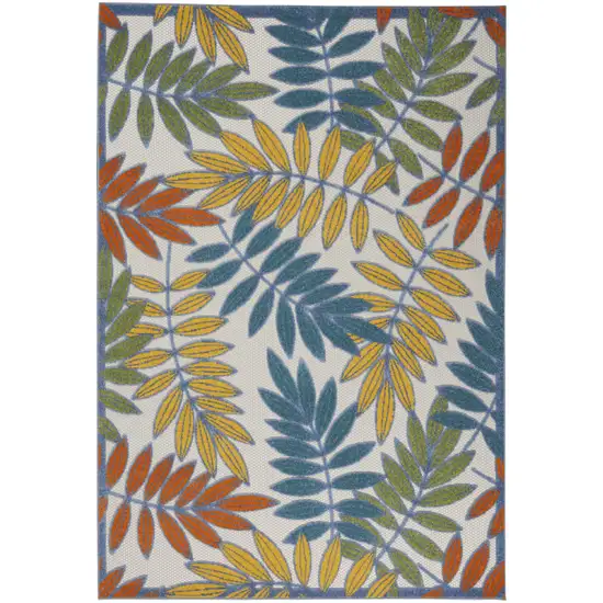 Green And Ivory Floral Indoor Outdoor Area Rug Photo 7