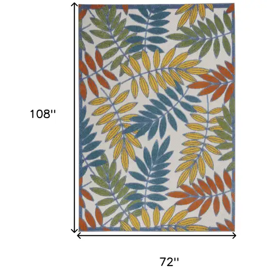 Green And Ivory Floral Indoor Outdoor Area Rug Photo 9