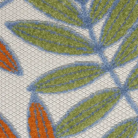 Green And Ivory Floral Indoor Outdoor Area Rug Photo 3