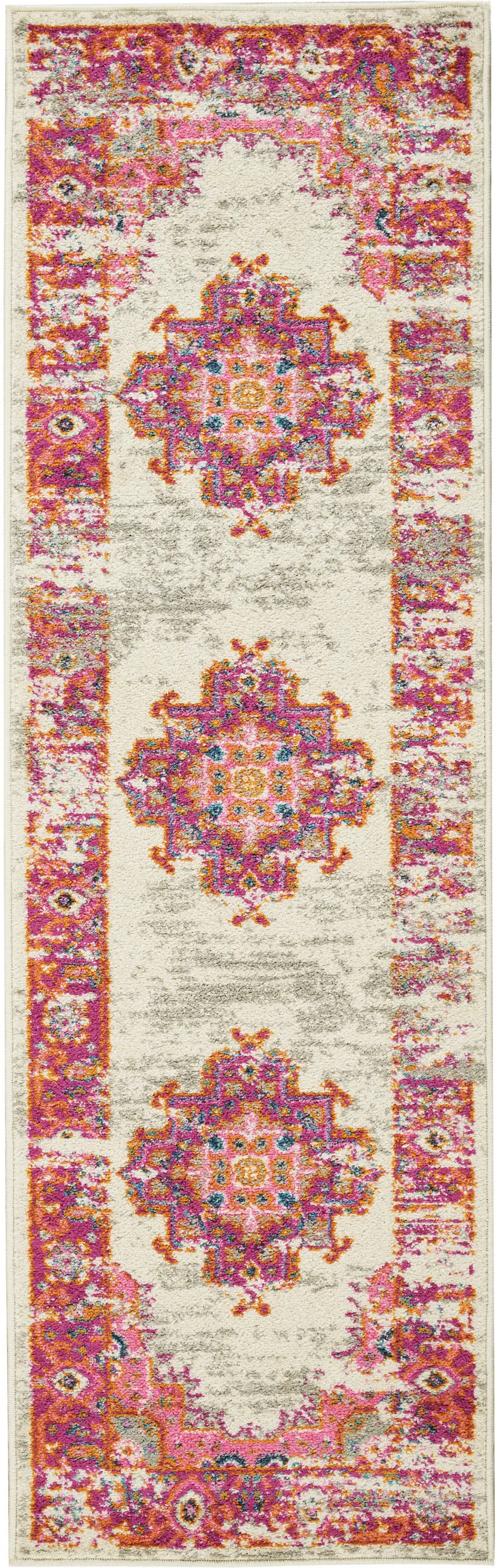 6' Fuchsia Power Loom Runner Rug Photo 7