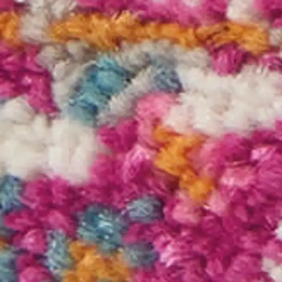 10' Ivory And Fuchsia Oriental Distressed Runner Rug Photo 1