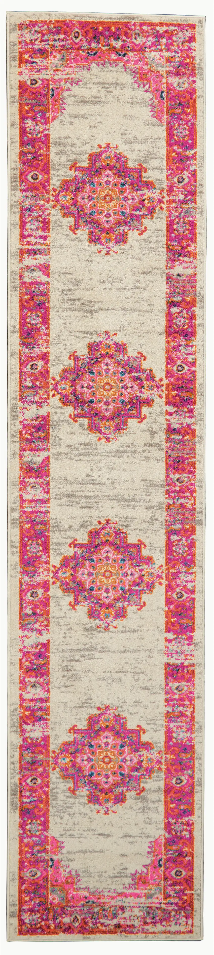 8' Fuchsia Power Loom Runner Rug Photo 7