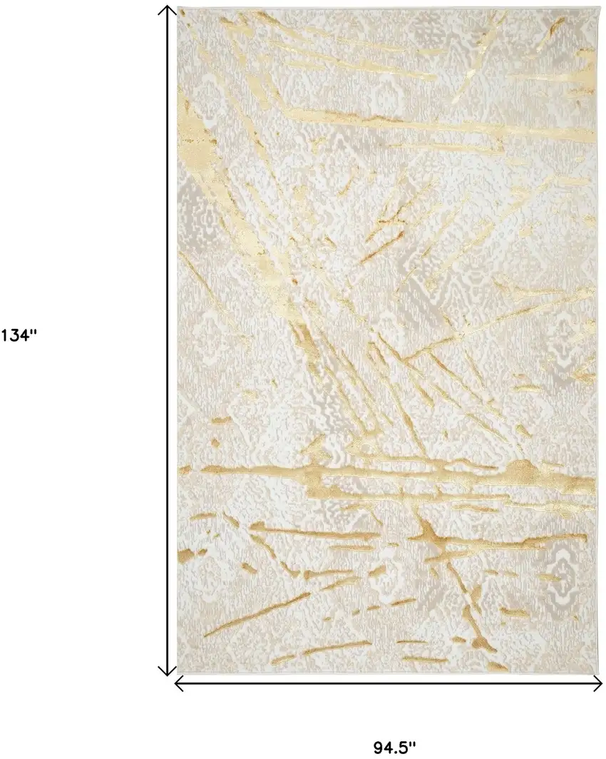 Ivory and Gold Abstract Area Rug Photo 3