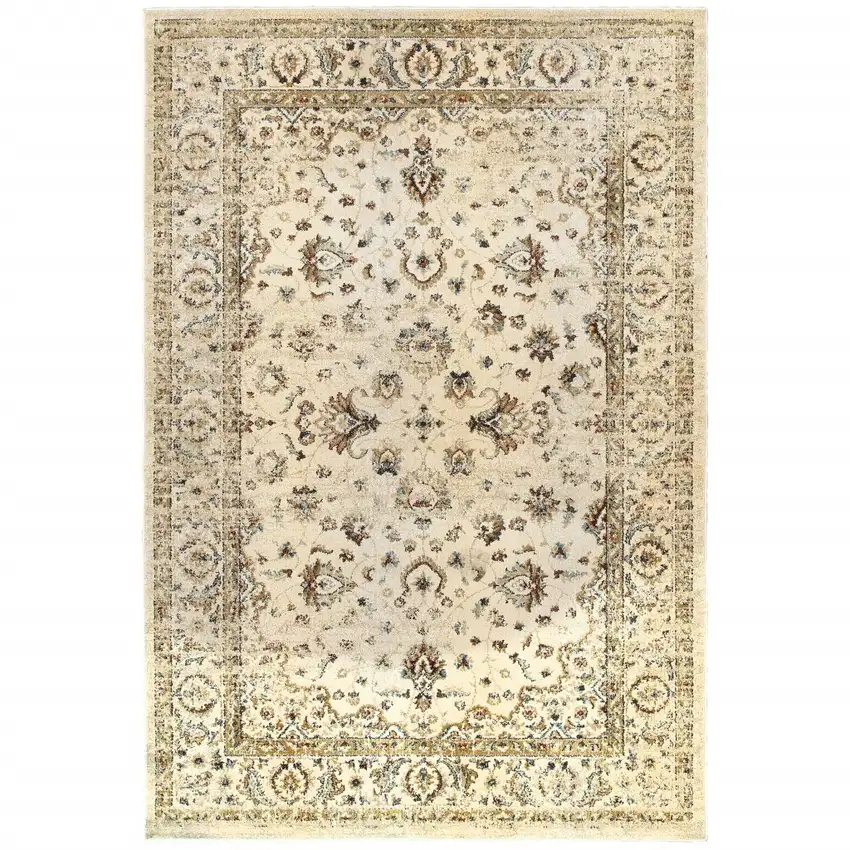 Ivory and Gold Distressed Indoor Area Rug Photo 5