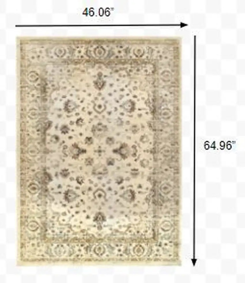 Ivory and Gold Distressed Indoor Area Rug Photo 2