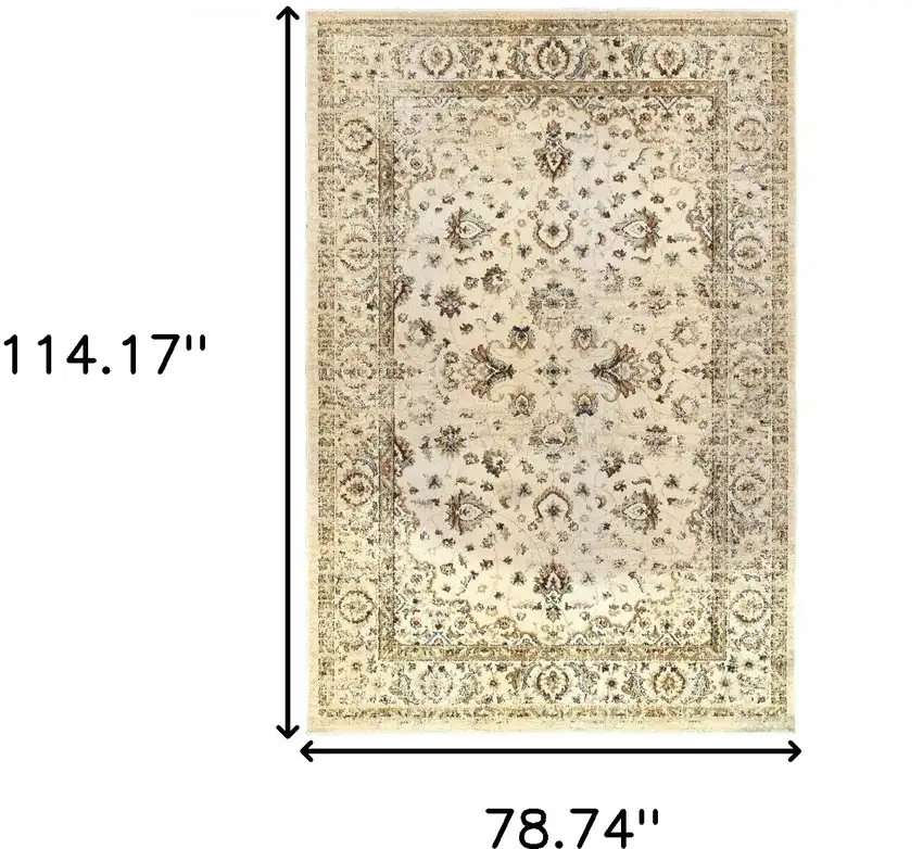 Ivory and Gold Distressed Indoor Area Rug Photo 5