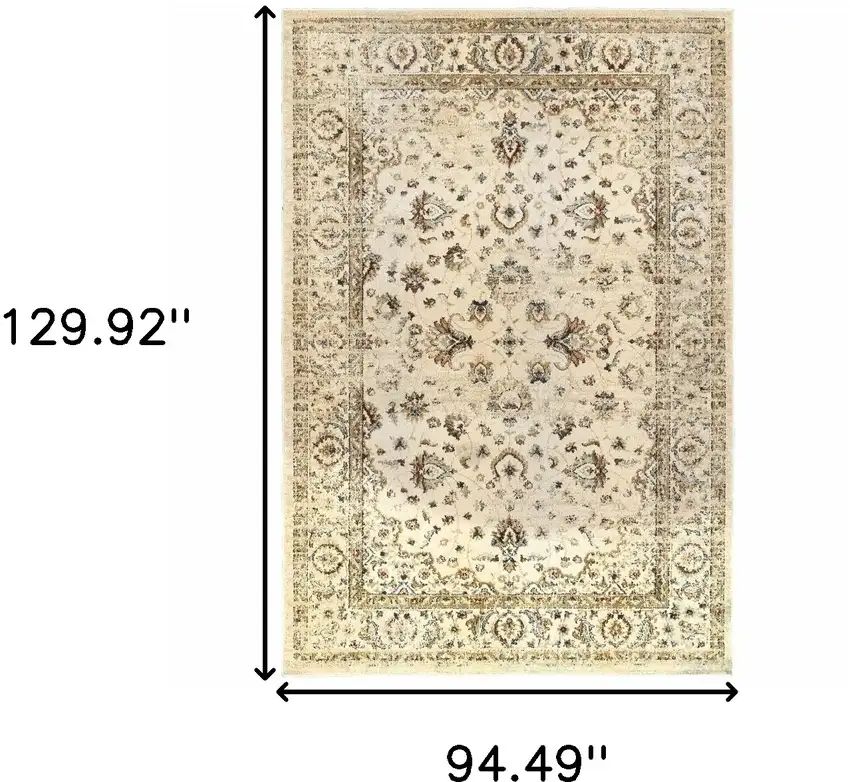 Ivory and Gold Distressed Indoor Area Rug Photo 5