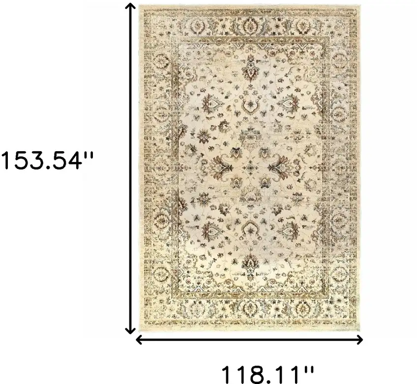 Ivory and Gold Distressed  Indoor Area Rug Photo 5