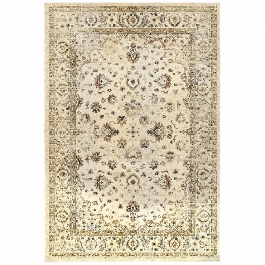 Ivory and Gold Distressed  Indoor Area Rug Photo 1