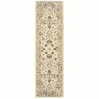 Photo of Ivory and Gold Distressed Indoor Runner Rug