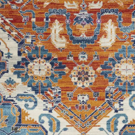 Blue And Orange Floral Area Rug Photo 6