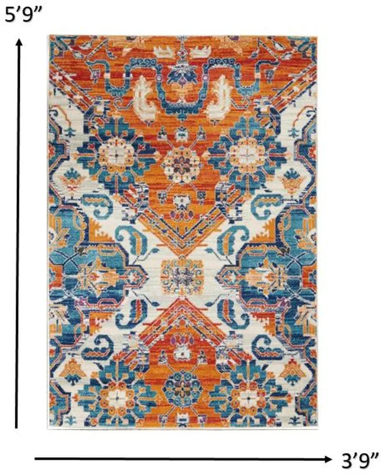 Ivory and Gold Floral Motif Area Rug Photo 4
