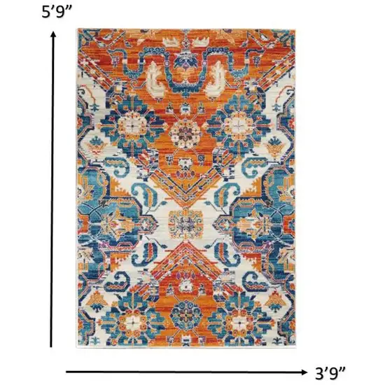 Ivory and Gold Floral Motif Area Rug Photo 4