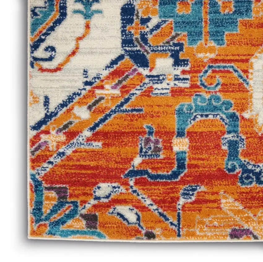 Ivory and Gold Floral Motif Area Rug Photo 3