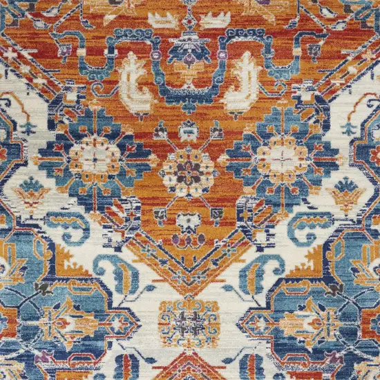 Blue And Orange Floral Area Rug Photo 7