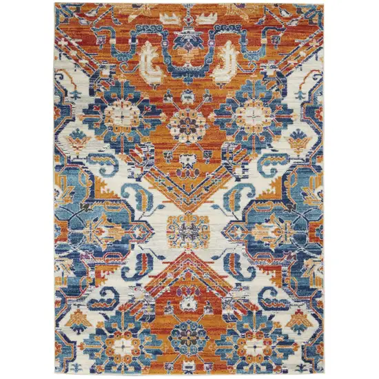 Ivory and Gold Floral Motif Area Rug Photo 1