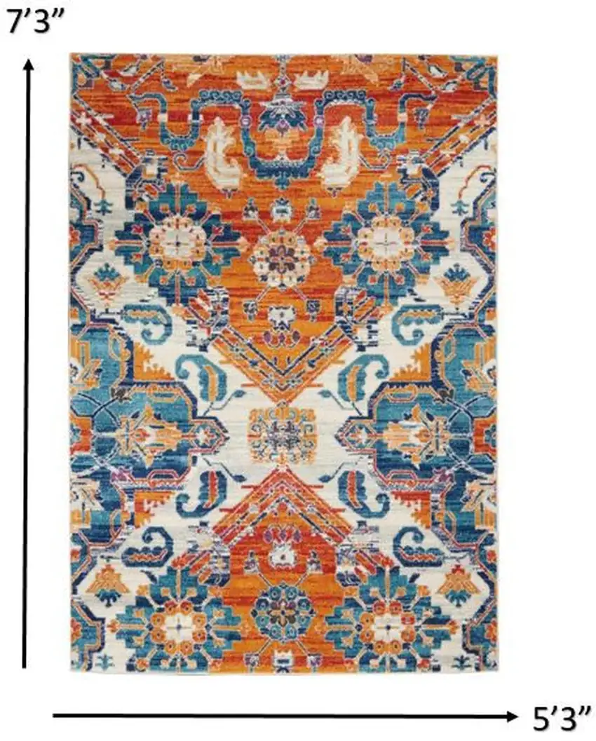 Ivory and Gold Floral Motif Area Rug Photo 4