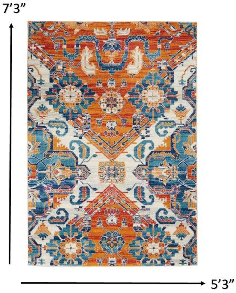Ivory and Gold Floral Motif Area Rug Photo 4