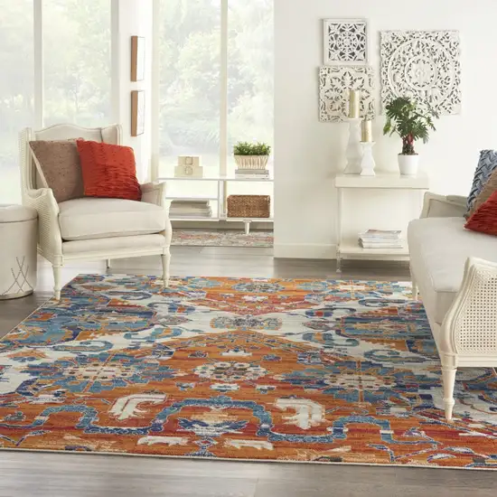 Ivory and Gold Floral Motif Area Rug Photo 7