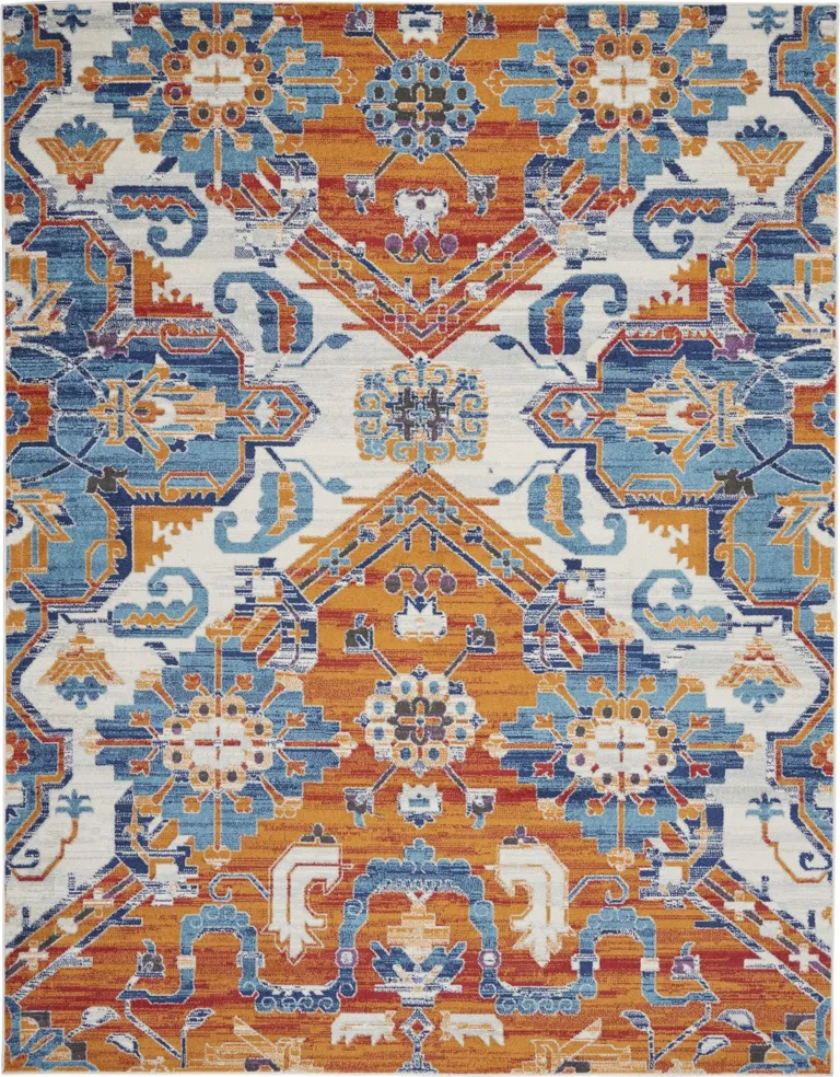 Ivory and Gold Floral Motif Area Rug Photo 1