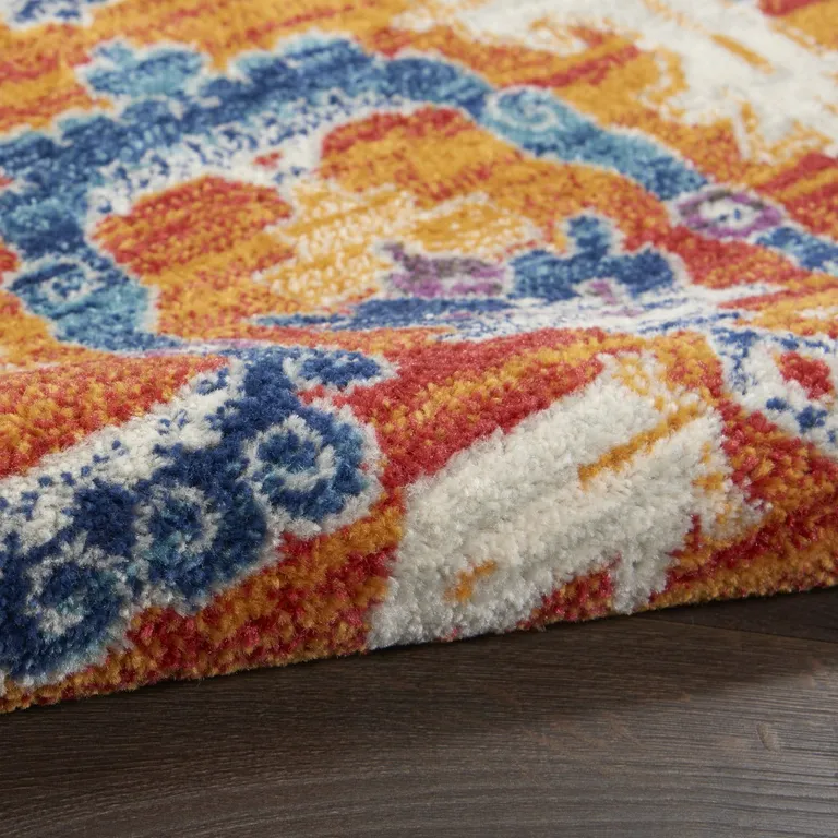 Ivory and Gold Floral Motif Area Rug Photo 5