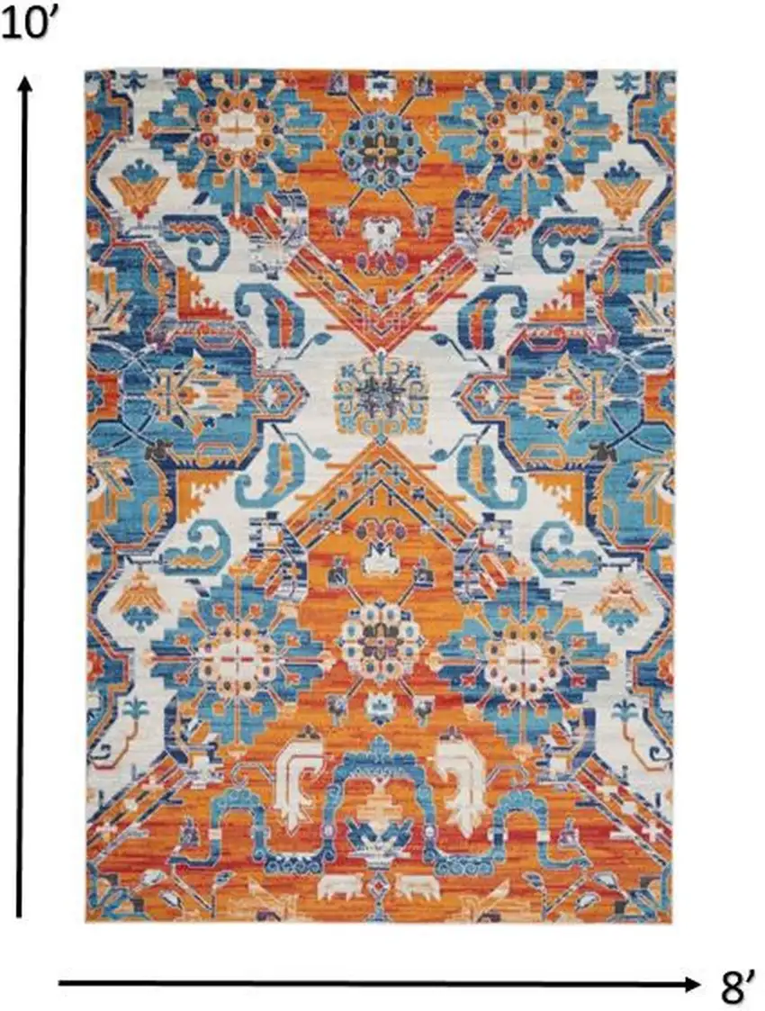 Ivory and Gold Floral Motif Area Rug Photo 4