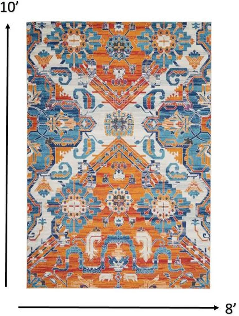 Ivory and Gold Floral Motif Area Rug Photo 4