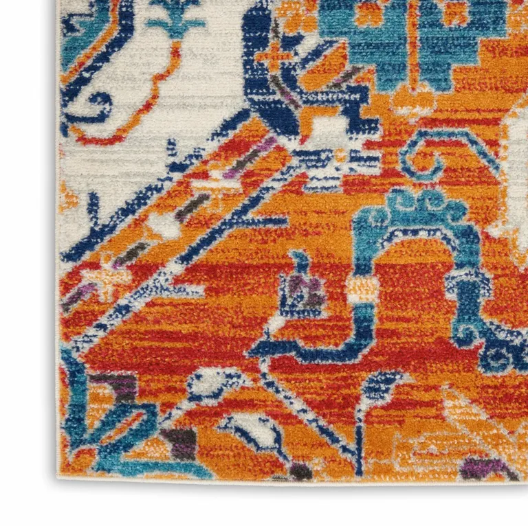 Ivory and Gold Floral Motif Area Rug Photo 3