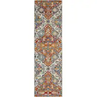 Photo of Ivory and Gold Floral Motif Runner Rug
