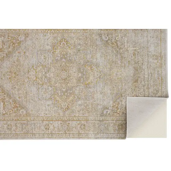 Ivory and Gold Oriental Power Loom Area Rug Photo 5