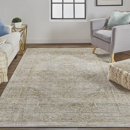 Ivory And Gold Floral Medallion Area Rug Photo 9